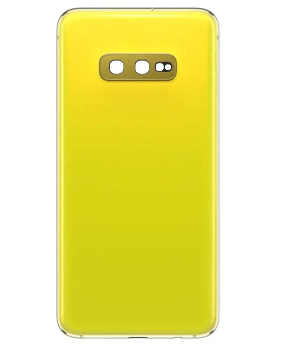 Galaxy S10 Uyumlu E LOGOLU PRISM SARI Kamera Lensli ve Yapışkanlı Arka Kapak