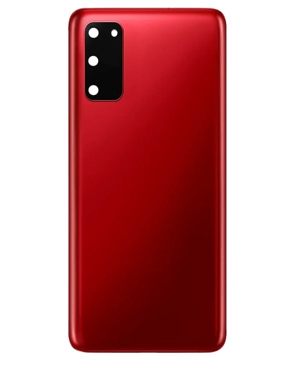 Galaxy S20 Uyumlu LOGOLU AURO KIRMIZI Kamera Lensli ve Yapışkanlı Arka Kapak