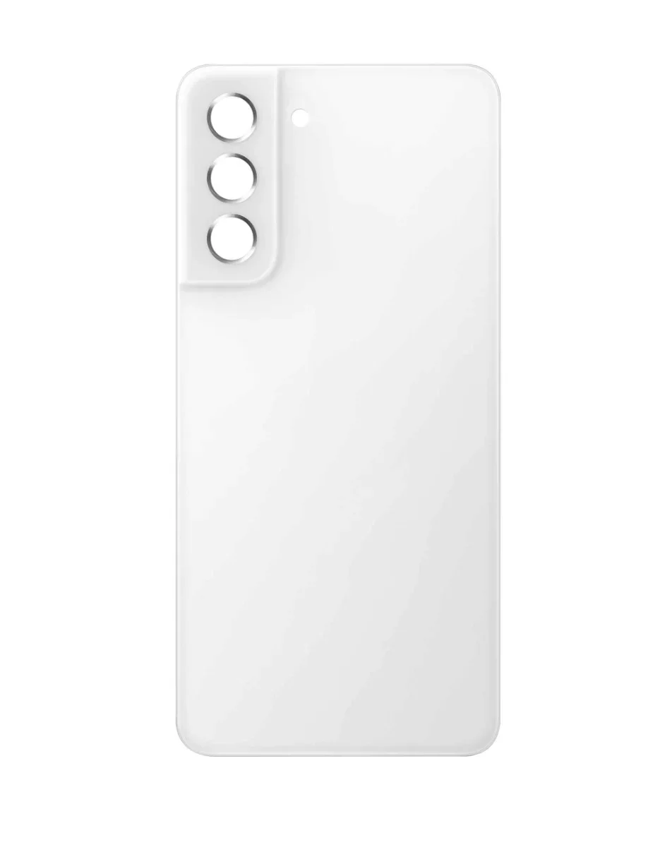 Galaxy S21 FE Uyumlu BEYAZ LOGOLU Kamera Lensli ve Yapışkanlı Arka Kapak