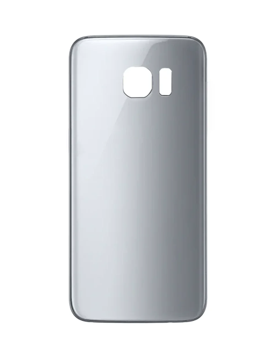 Galaxy S7 Uyumlu Edge LOGOLU GÜMÜŞ Kamera Lensli ve Yapışkanlı Arka Kapak