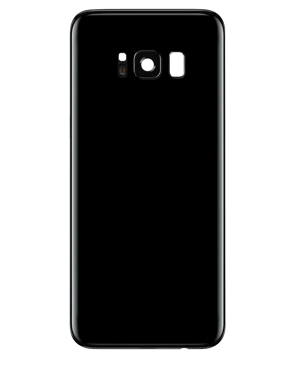 Galaxy S8+ Uyumlu GECE SİYAHI, SİYAH LOGOLU Kamera Lensli ve Yapışkanlı Arka Kapak