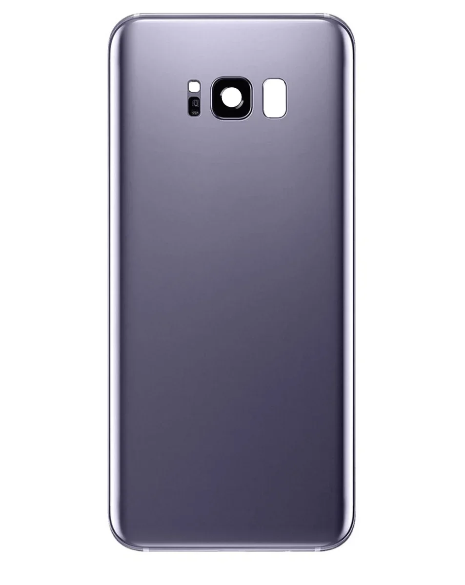 Galaxy S8+ Uyumlu LOGOLU ORCHID GRİ Kamera Lensli ve Yapışkanlı Arka Kapak