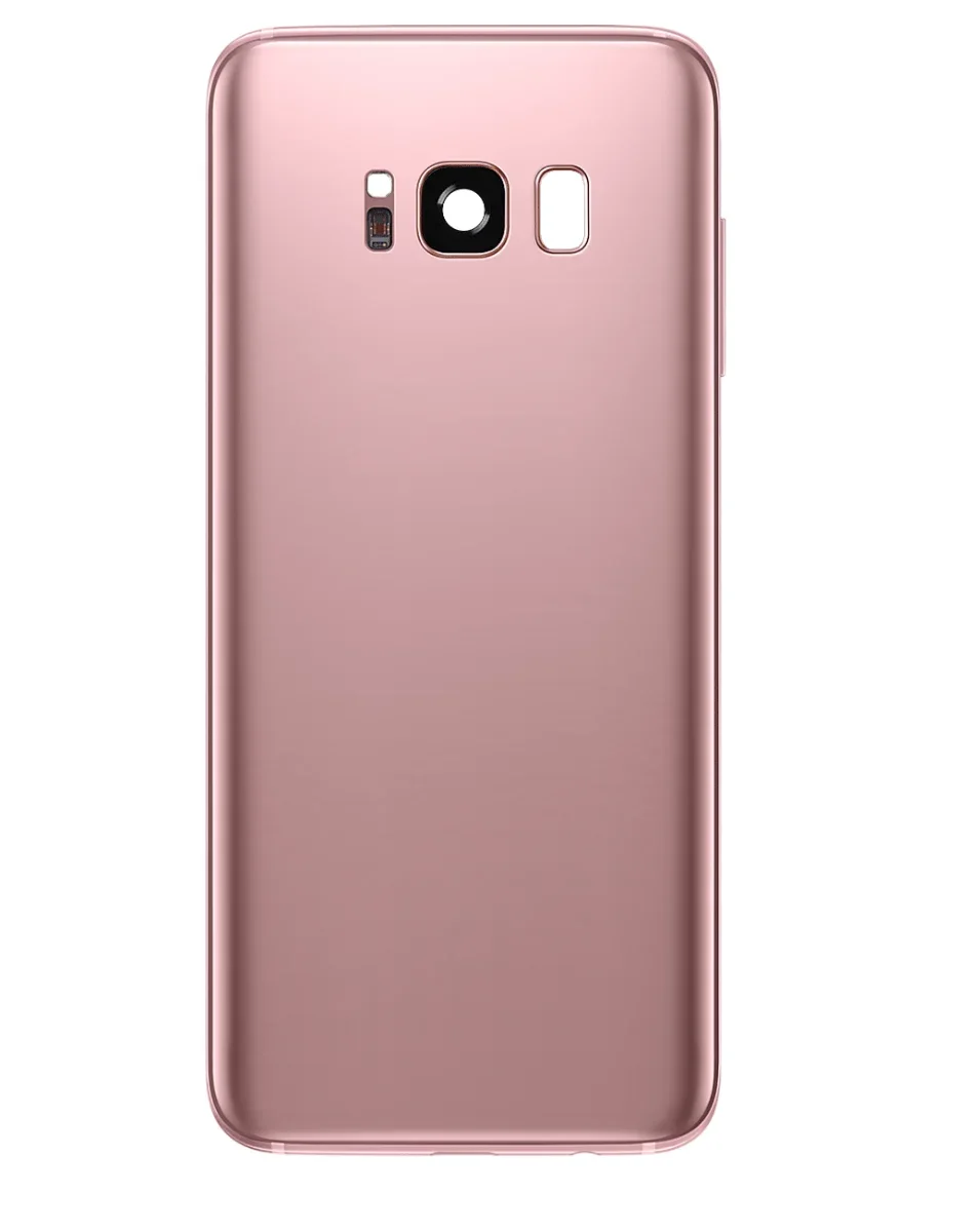 Galaxy S8 Uyumlu LOGOLU ROSE PEMBE Kamera Lensli ve Yapışkanlı Arka Kapak