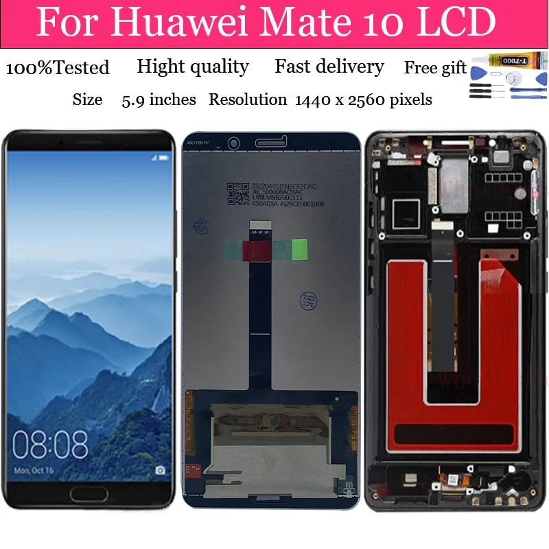 Huawei Mate 10 Ekran Dokunmatik Siyah Orijinal Çıtasız Ürün (Çerçevesiz)