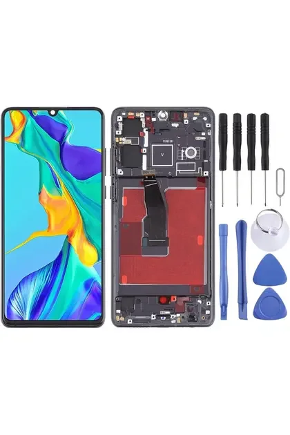 Huawei P30 Pro Çıtalı Ekran Dokunmatik Mavi SOFT OLED Kalite Ekran