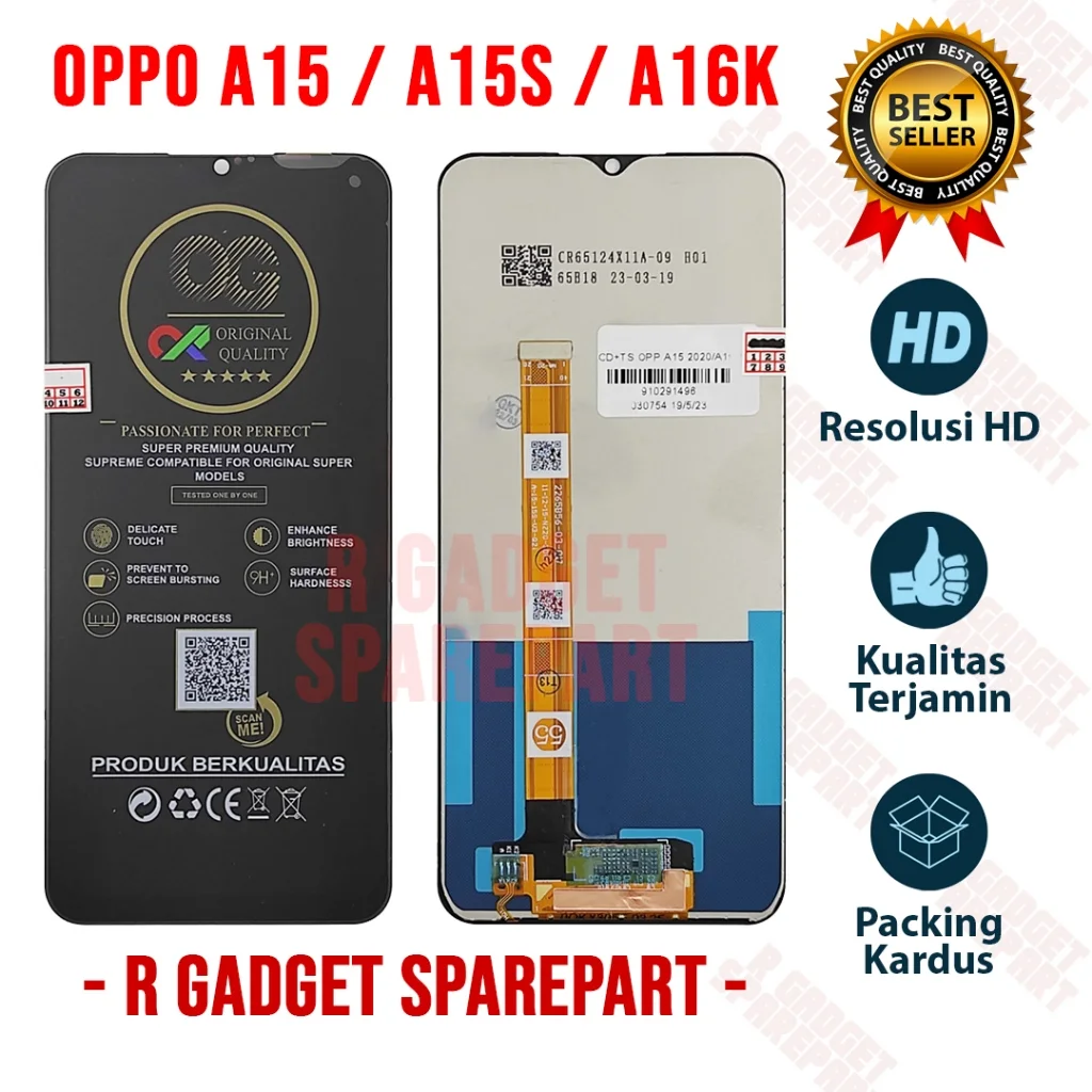 Oppo A15 Çıtalı Ekran Dokunmatik Siyah Orijinal