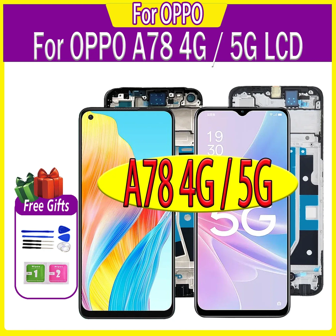 Oppo A78 5G Ekran Dokunmatik Orijinal Çıtasız Ürün (Çerçevesiz)