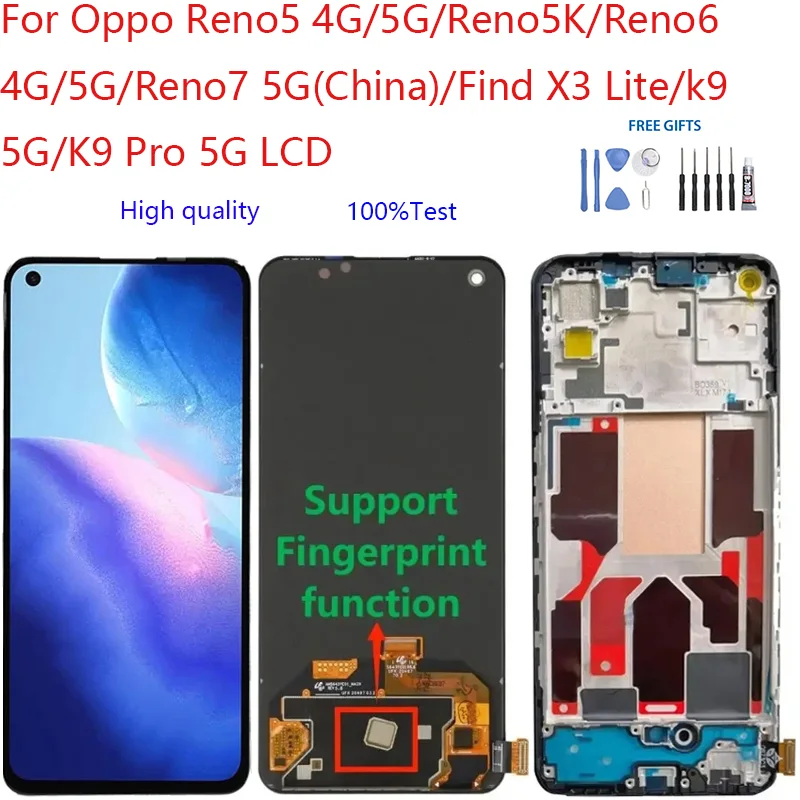 Oppo K9 5G Ekran Dokunmatik OLED Çıtasız (Çerçevesiz)