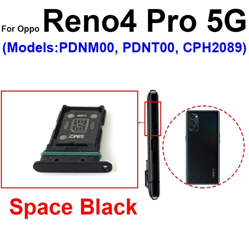 Oppo Reno 4 Sim Kart Tepsisi Siyah