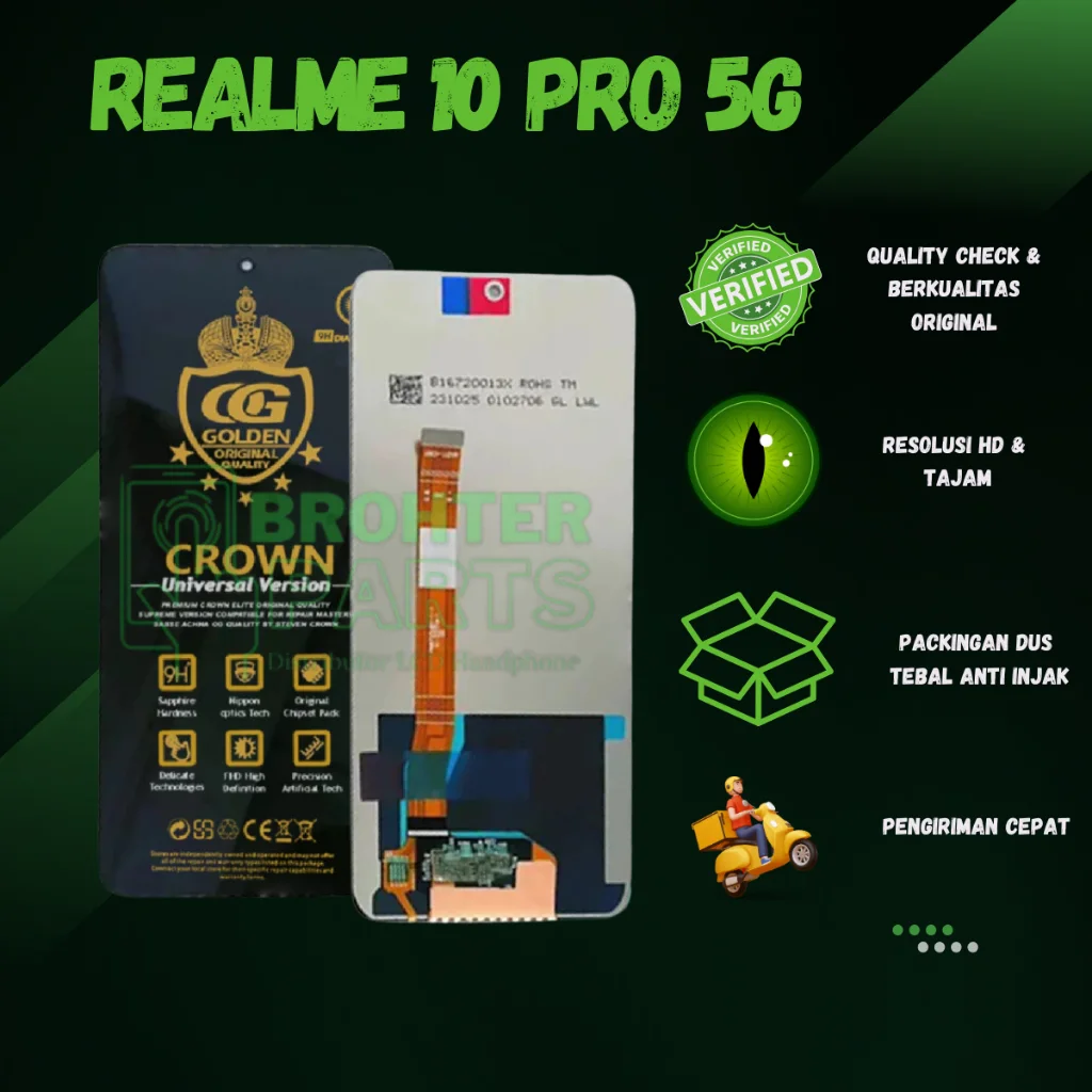 Realme 10 Pro 5G Çıtalı Ekran Dokunmatik Gold Orijinal