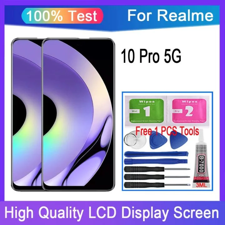 Realme 10 Pro 5G Çıtalı Ekran Dokunmatik Siyah Orijinal