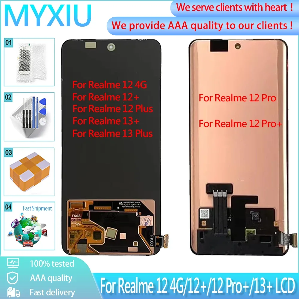 Realme 12 4G Çıtalı Ekran Dokunmatik Siyah OLED