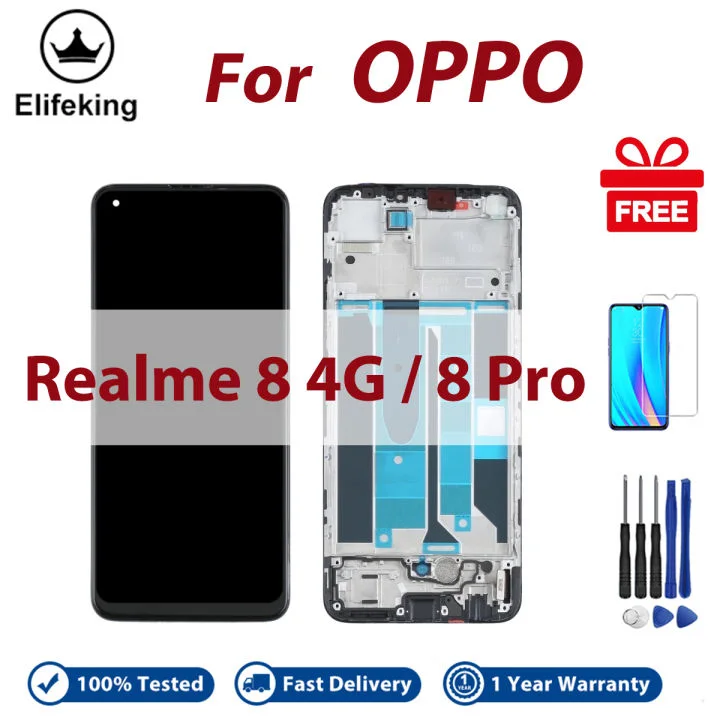 Realme 8 4G/8 Pro Çıtalı Ekran Dokunmatik Siyah OLED