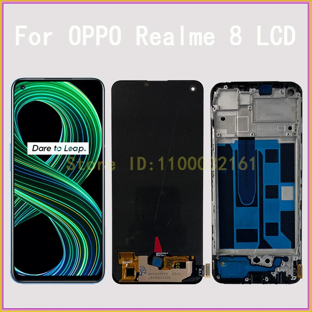 Realme 8 4G Çıtalı Ekran Dokunmatik Siyah OLED