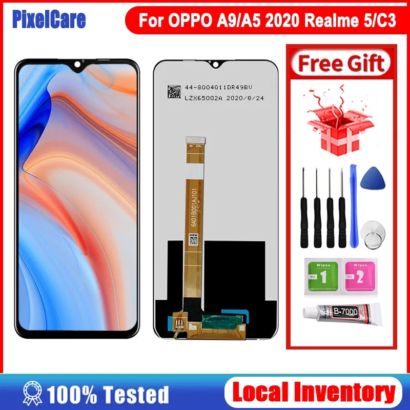 Realme A5 2020 Çıtalı Ekran Dokunmatik Siyah Orijinal