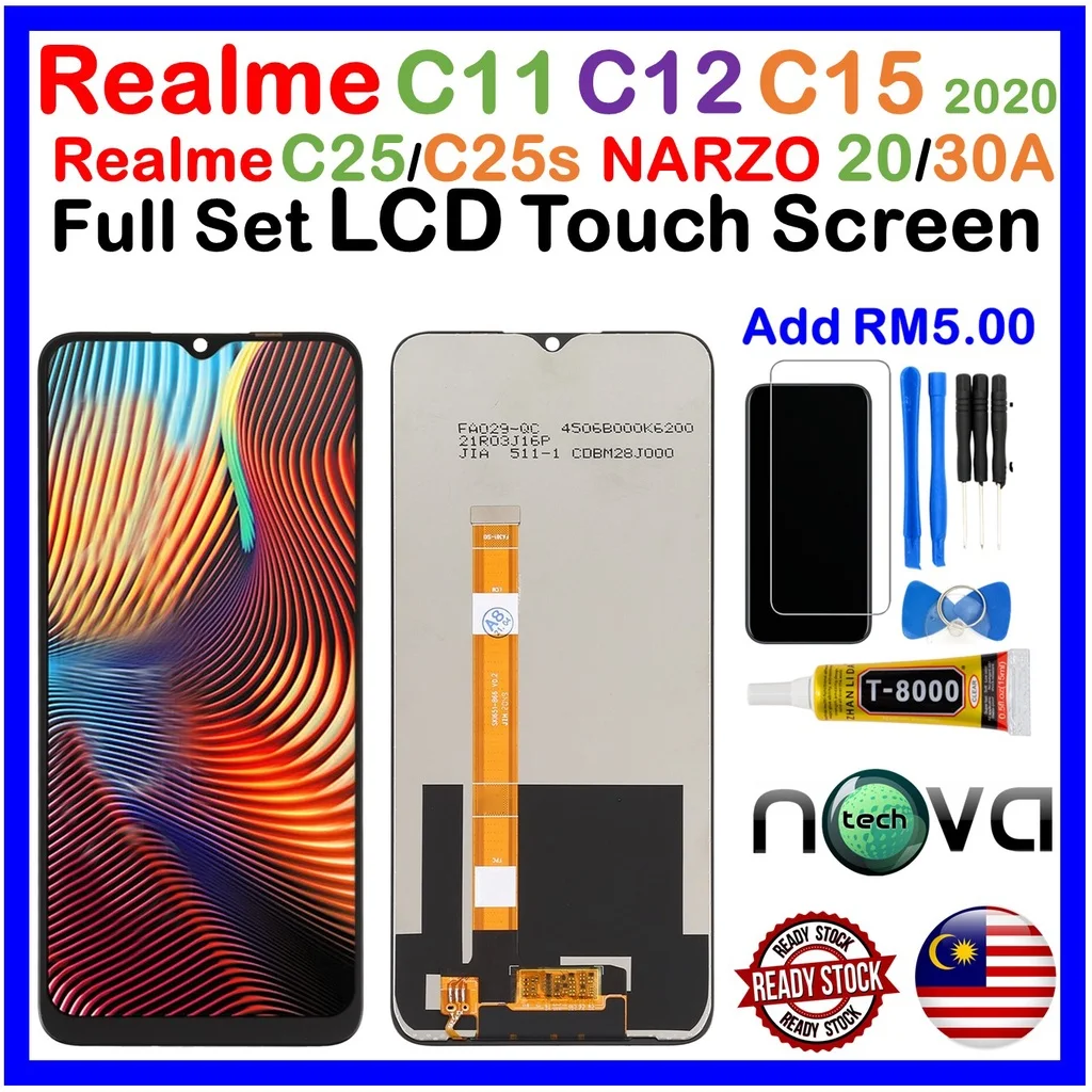 Realme C15 Ekran Dokunmatik Orijinal Çıtasız Ürün (Çerçevesiz)