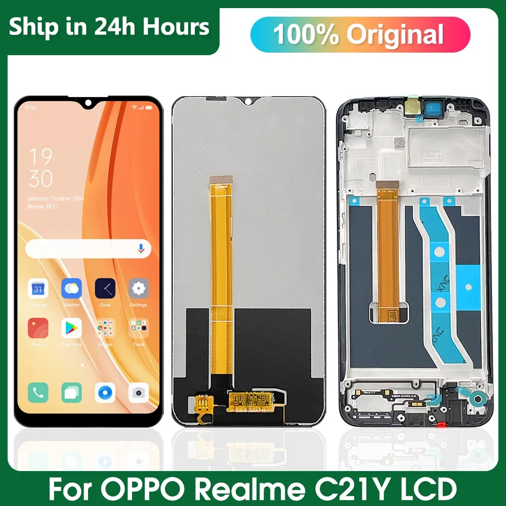 Realme C21y 2021 Çıtalı Ekran Dokunmatik Siyah Orijinal