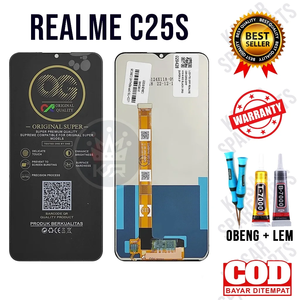 Realme C25s Çıtalı Ekran Dokunmatik Siyah Orijinal