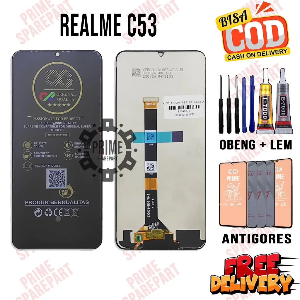 Realme C53 Ekran Dokunmatik Orijinal Çıtasız Ürün (Çerçevesiz)