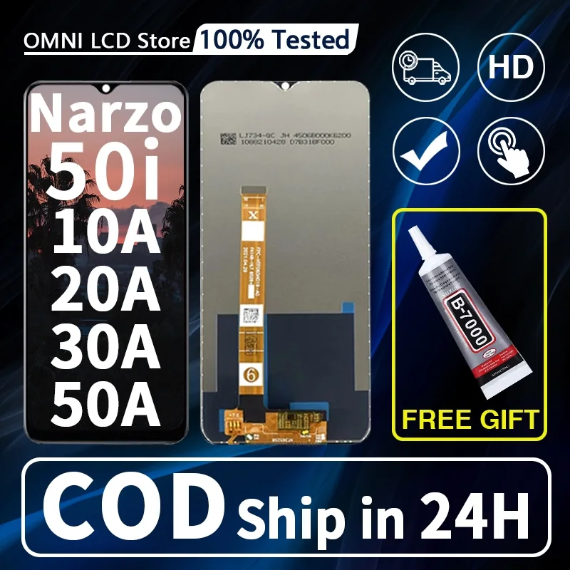 Realme Narzo 10A Ekran Dokunmatik Orijinal Çıtasız Ürün (Çerçevesiz)