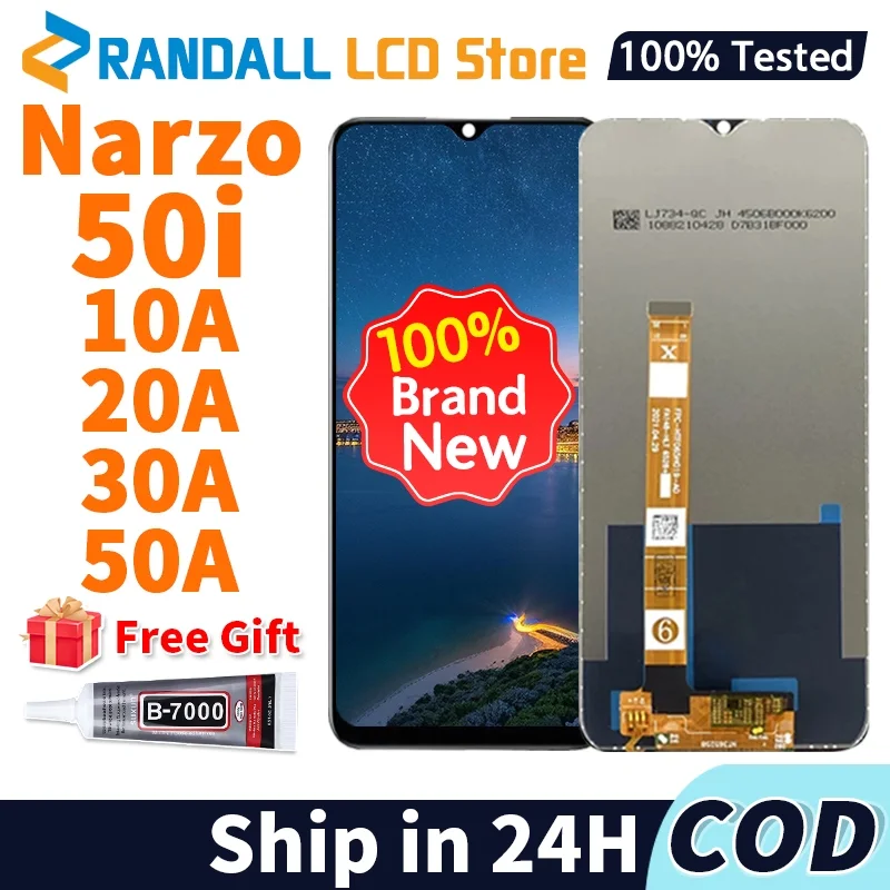 Realme Narzo 20A Ekran Dokunmatik Orijinal Çıtasız Ürün (Çerçevesiz)
