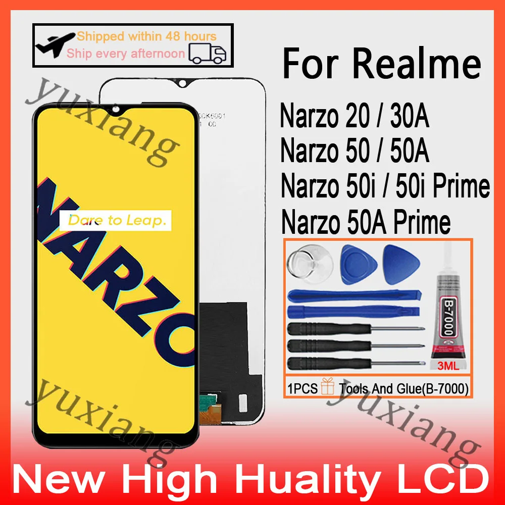 Realme Narzo 50A Ekran Dokunmatik Orijinal Çıtasız Ürün (Çerçevesiz)