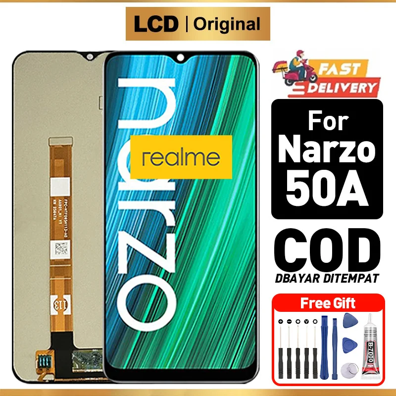 Realme Narzo 50A Ekran Dokunmatik Orijinal Çıtasız Ürün (Çerçevesiz)