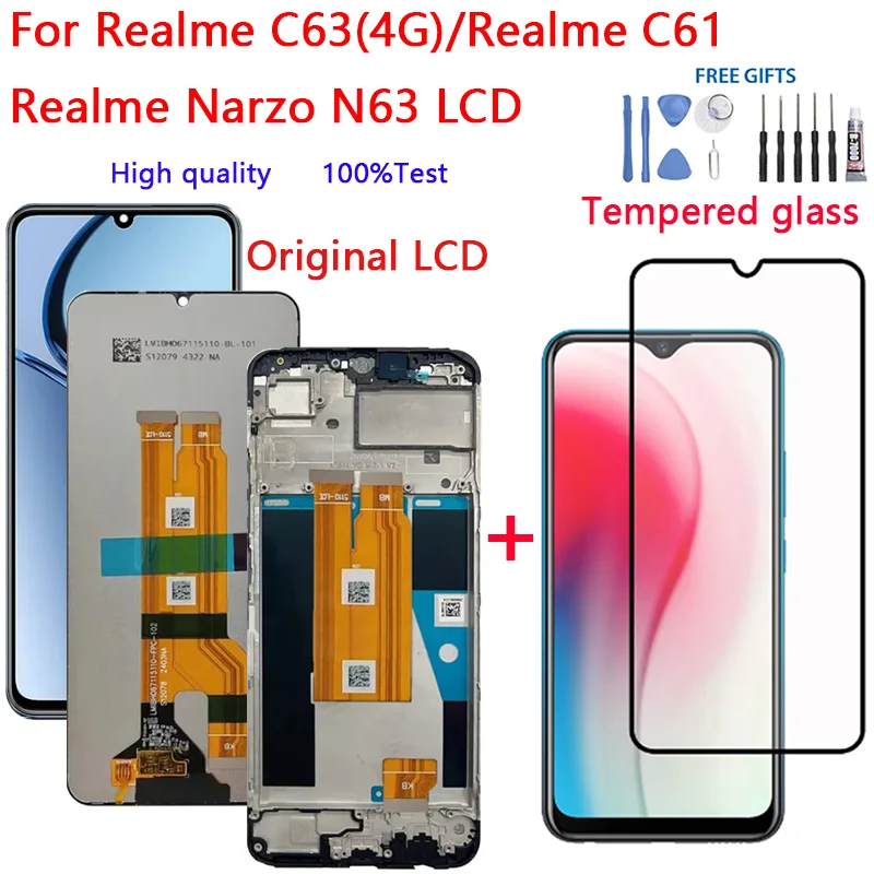 Realme Narzo N63 Ekran Dokunmatik Orijinal Çıtasız Ürün (Çerçevesiz)