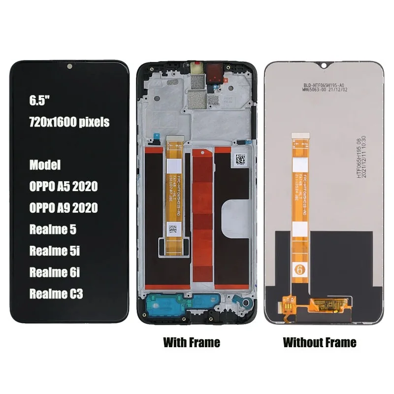 Realme Op A5 2020 Çıtalı Ekran Dokunmatik Siyah Orijinal