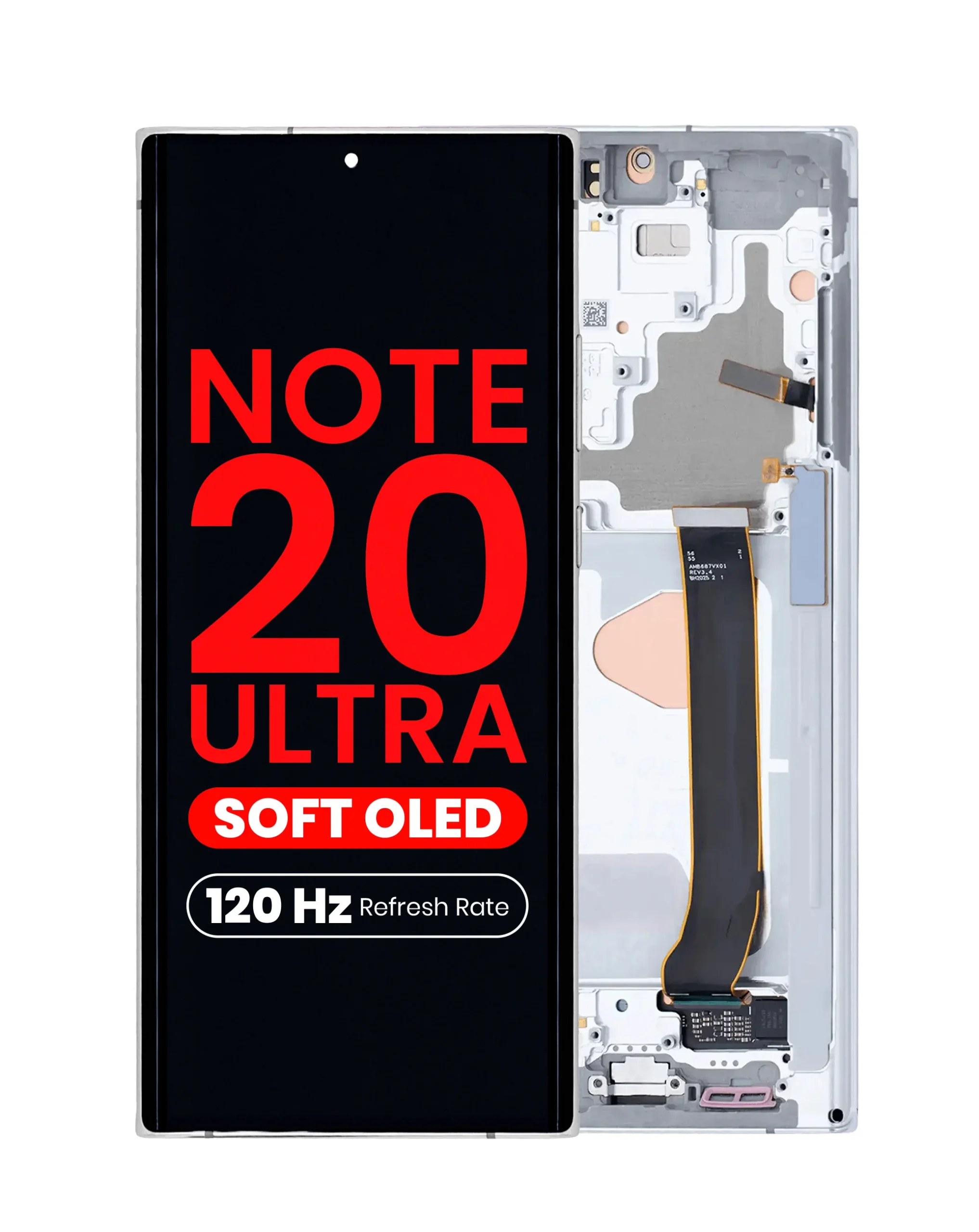 Samsung Note 20 Ultra Çıtalı Ekran Dokunmatik Beyaz SOFT OLED Kalite Ekran
