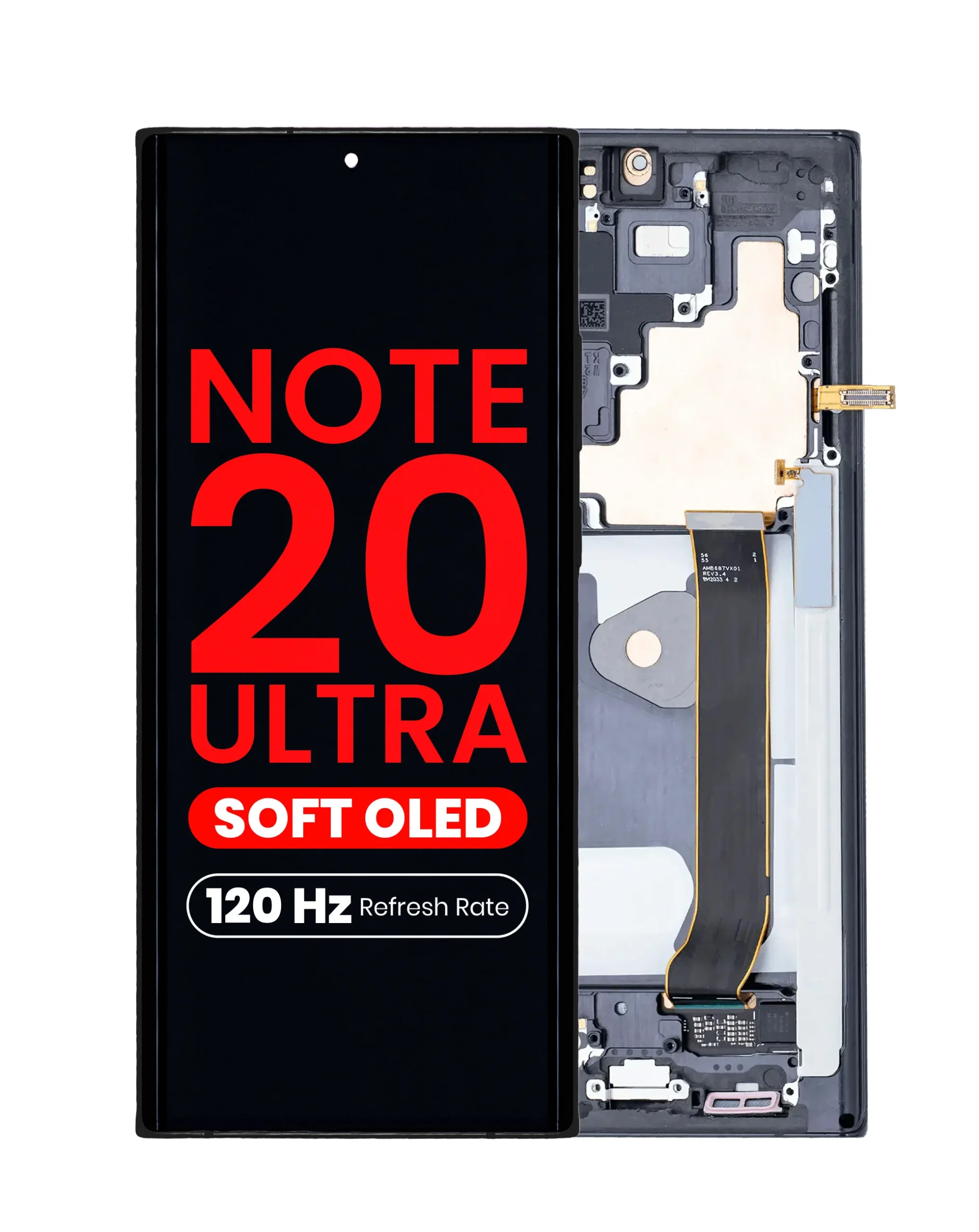 Samsung Note 20 Ultra Çıtalı Ekran Dokunmatik Siyah SOFT OLED Kalite Ekran