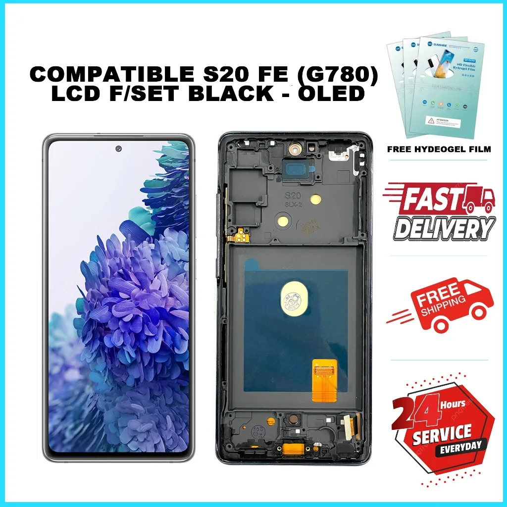 Samsung S20fe Çıtalı Ekran Dokunmatik Siyah SOFT OLED Kalite Ekran