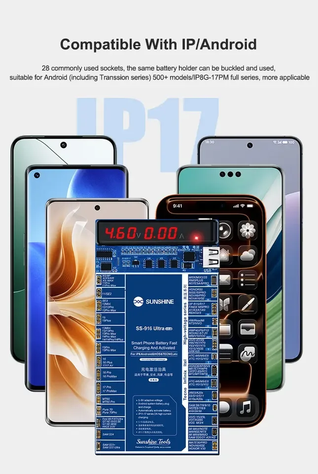 Sunshine Ss-916 Ultra Android Iph 4 Den Iph 17 Pro Max Batarya Şoklama