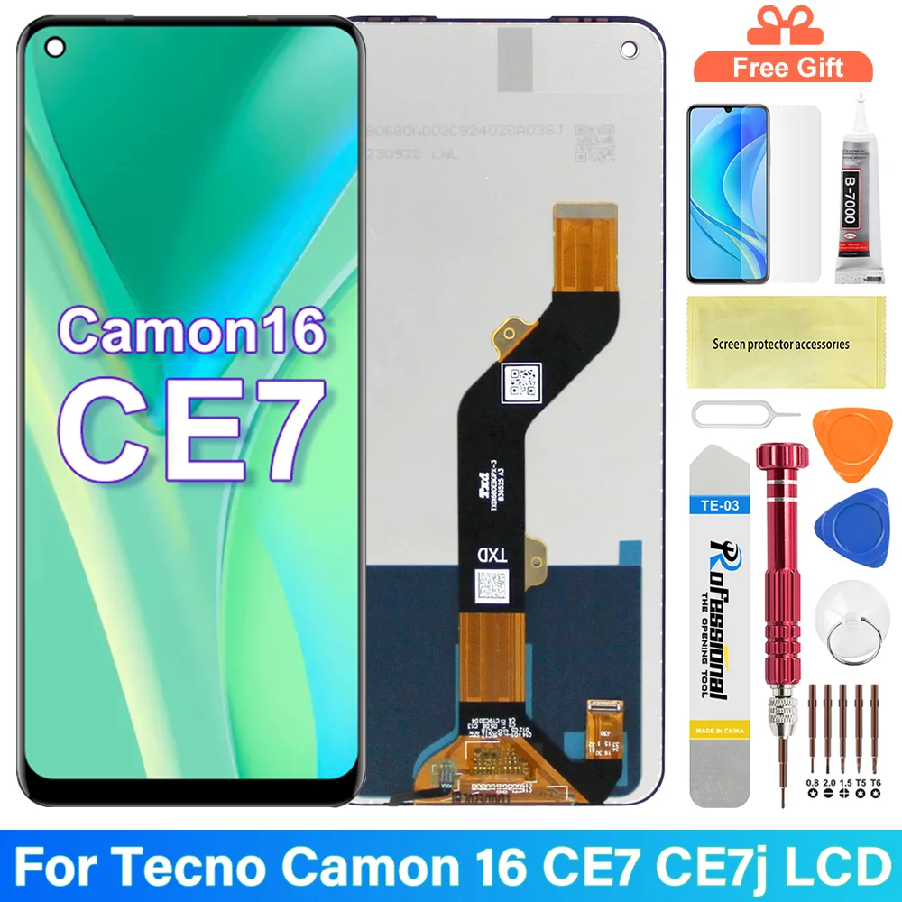 Tecno Camon 16 Ekran Dokunmatik Orijinal Çıtasız Ürün (Çerçevesiz)