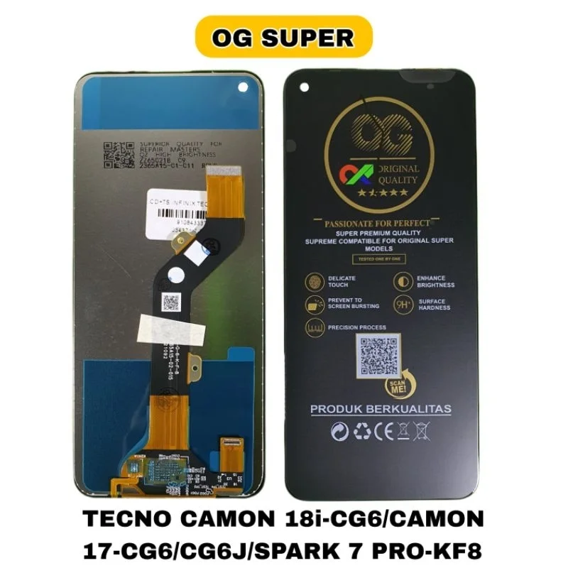 Tecno Camon 18i Çıtalı Ekran Dokunmatik Siyah Orijinal