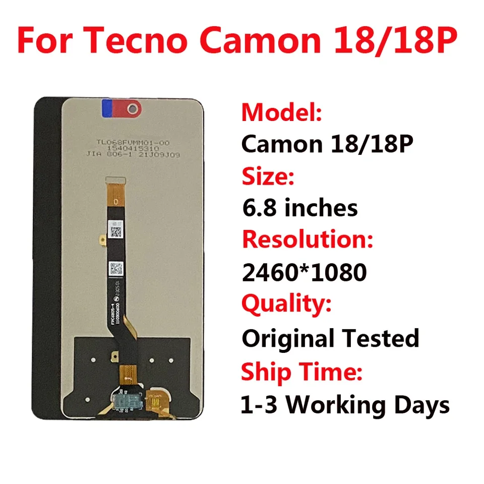 Tecno Camon 18P Ekran Dokunmatik Orijinal Çıtasız Ürün (Çerçevesiz)