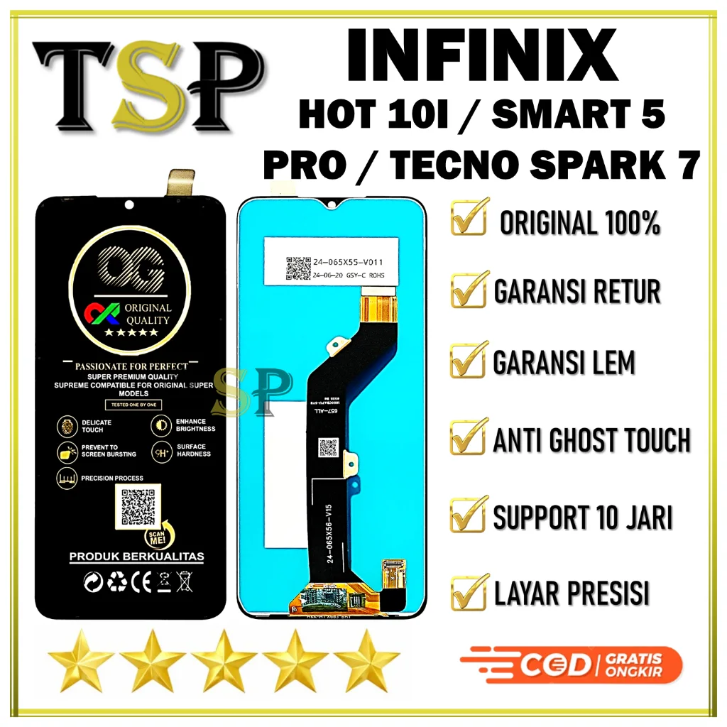 Tecno Hot 10i Ekran Dokunmatik Orijinal Çıtasız Ürün (Çerçevesiz)