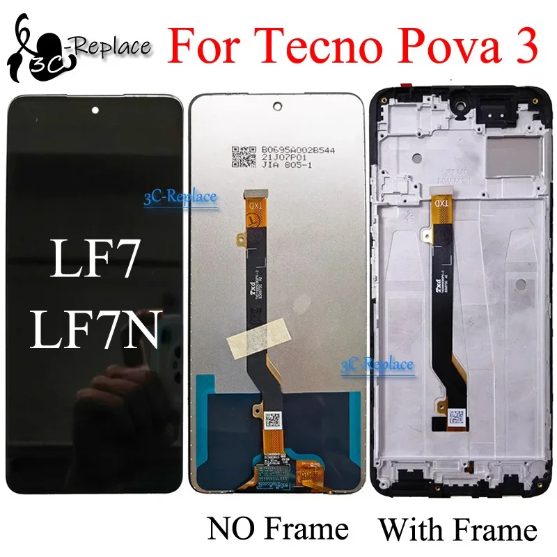 Tecno Pova 3 Çıtalı Ekran Dokunmatik Siyah Orijinal