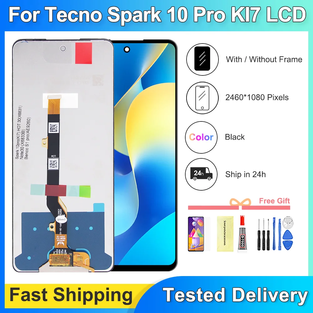 Tecno Spark 10 4G Ekran Dokunmatik Orijinal Çıtasız Ürün (Çerçevesiz)