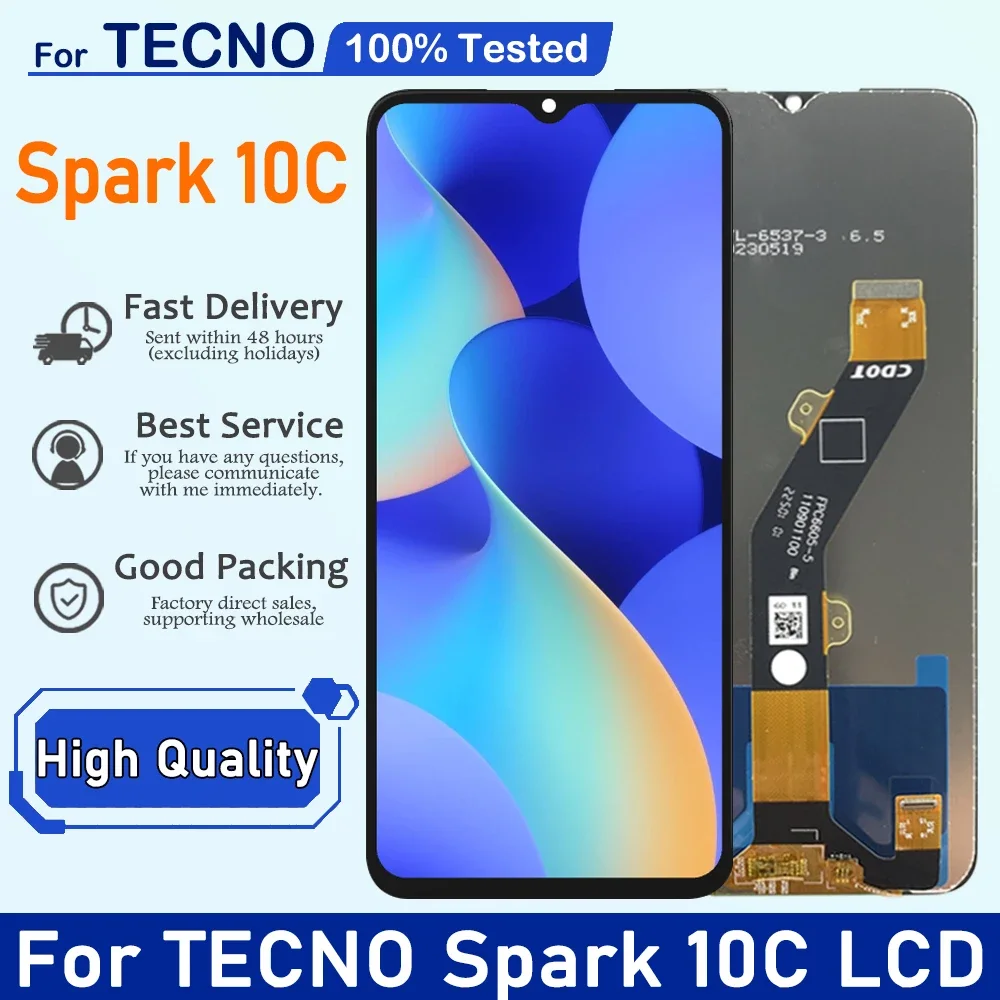 Tecno Spark 10C Ekran Dokunmatik Orijinal Çıtasız Ürün (Çerçevesiz)