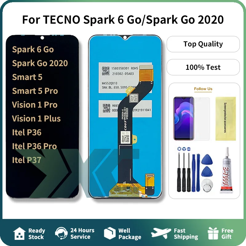 Tecno Spark Go 2020 Çıtalı Ekran Dokunmatik Siyah Orijinal