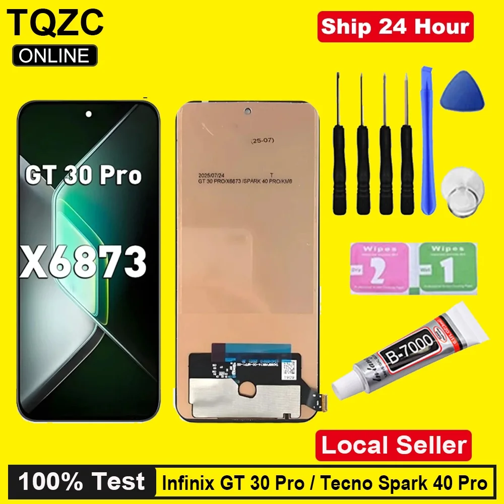 Tecno X6873 / Gt 30 Pro Çıtalı Ekran Dokunmatik Gray SOFT OLED Kalite Ekran