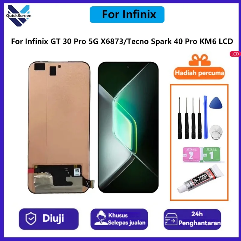Tecno X6873 / Gt 30 Pro Çıtalı Ekran Dokunmatik Gray SOFT OLED Kalite Ekran