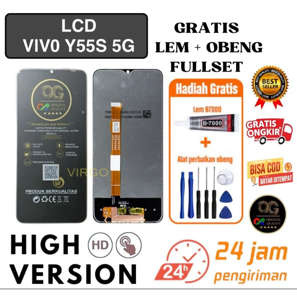 Vivo Y55s 5G Ekran Dokunmatik Orijinal Çıtasız Ürün (Çerçevesiz)