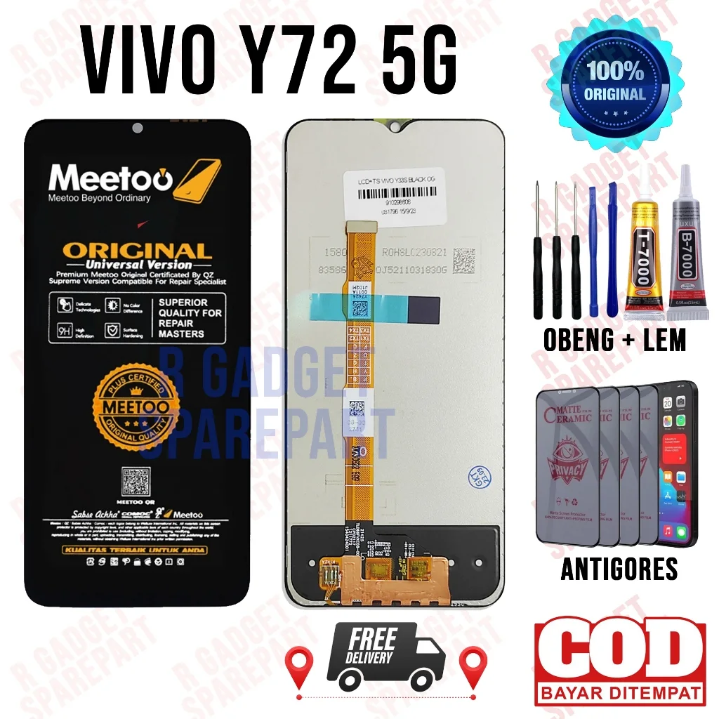 Vivo Y72 5G Ekran Dokunmatik Orijinal Çıtasız Ürün (Çerçevesiz)