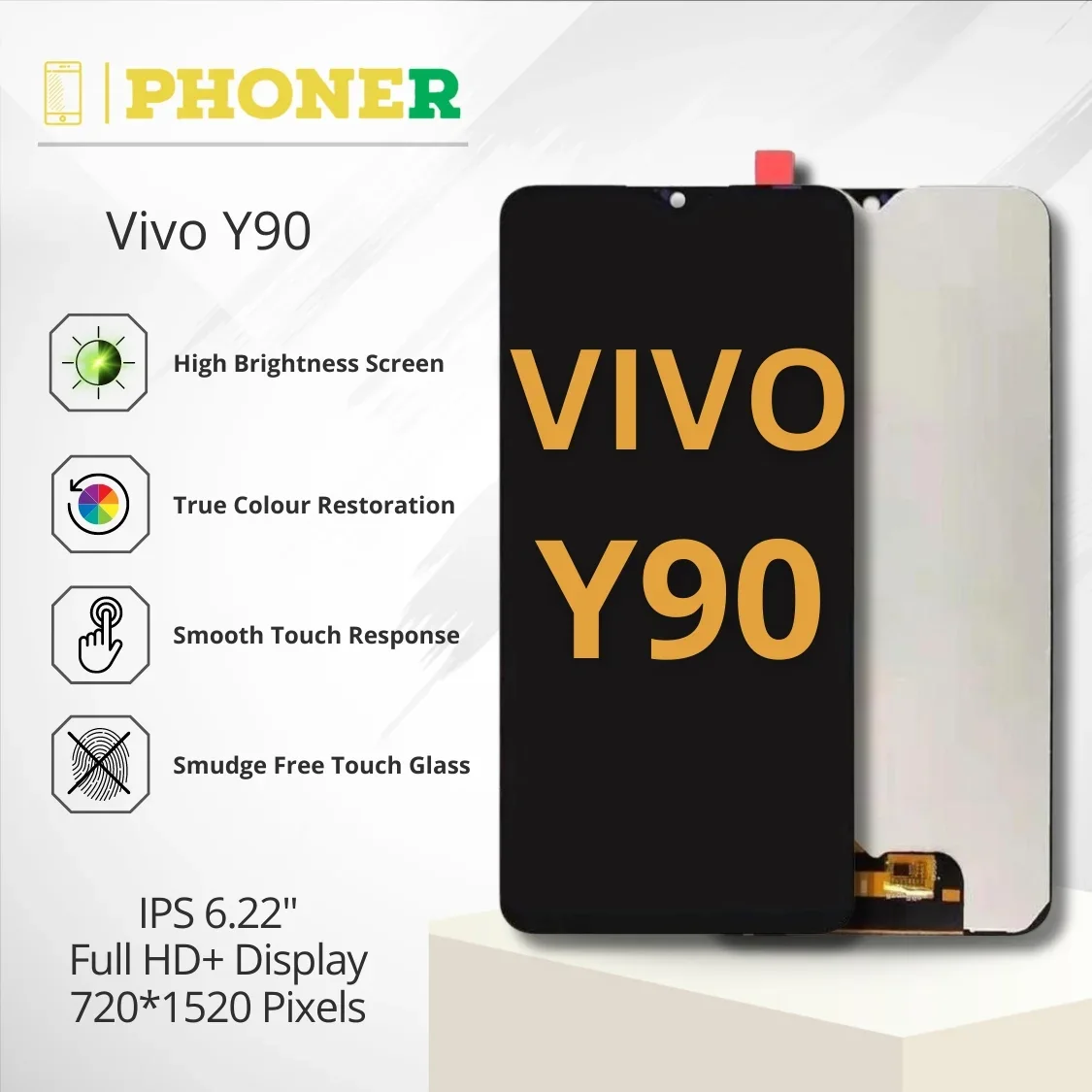 Vivo Y90 Ekran Dokunmatik Orijinal Çıtasız Ürün (Çerçevesiz)