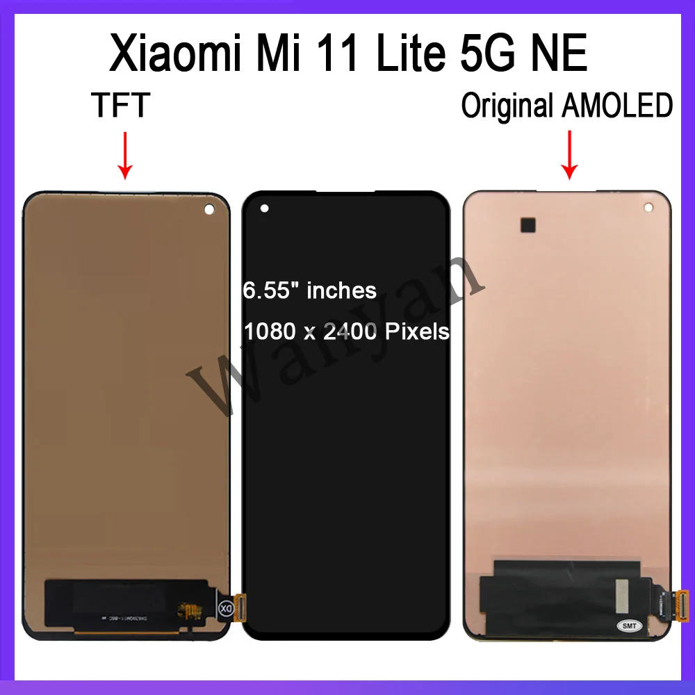 Xiaomi Mi 11 Lite 5G Ekran Dokunmatik Orijinal Çıtasız Ürün (Çerçevesiz)
