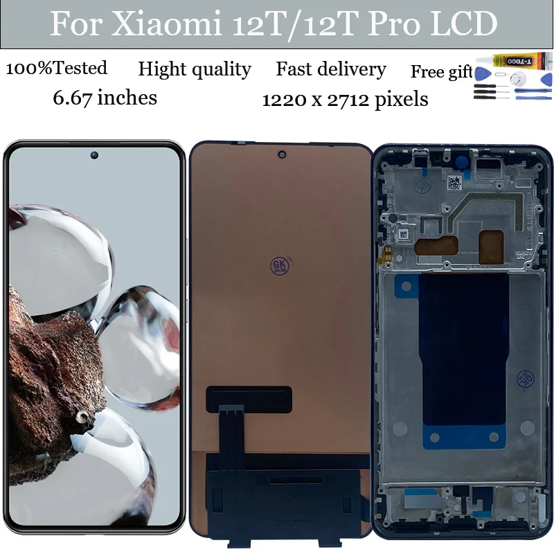 Xiaomi Mi 12T Pro Ekran Dokunmatik SOFT OLED Kalite Ekran Çıtasız (Çerçevesiz)