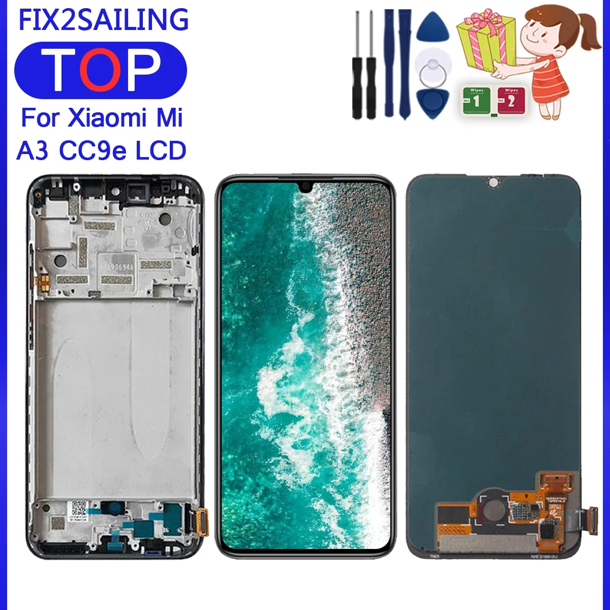 Xiaomi Mi A3 Ekran Dokunmatik A Plus Kalite Ürün Çıtasız (Çerçevesiz)