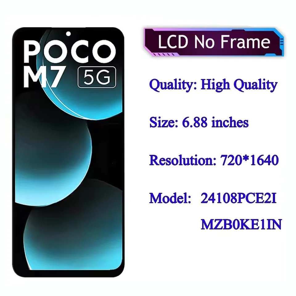 Xiaomi Pococo M7 5G Ekran Dokunmatik SOFT OLED Kalite Ekran Çıtasız (Çerçevesiz)